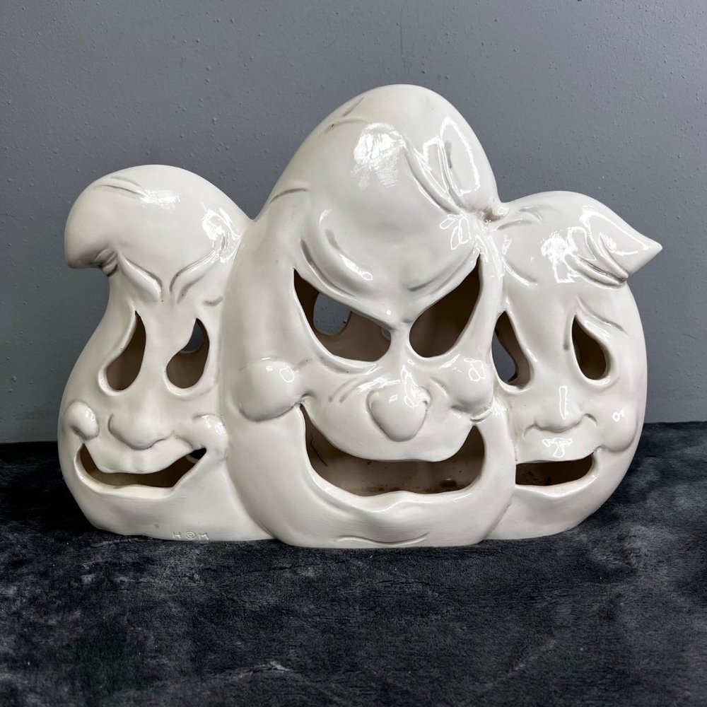 Vintage Halloween Ghost Lighted Decoration Holland Mold Trio Ceramic Figurine - Picture 7 of 15
